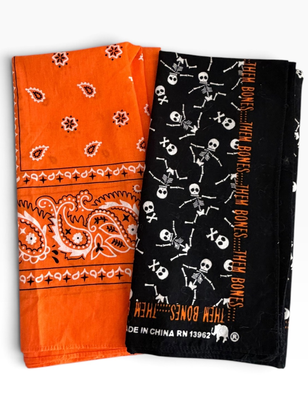 Halloween Bandanas — Standard Size Orange & Skeletons